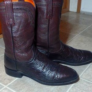 Lucchese Men's Ostrich Leather Boots 10D Dark Cherry